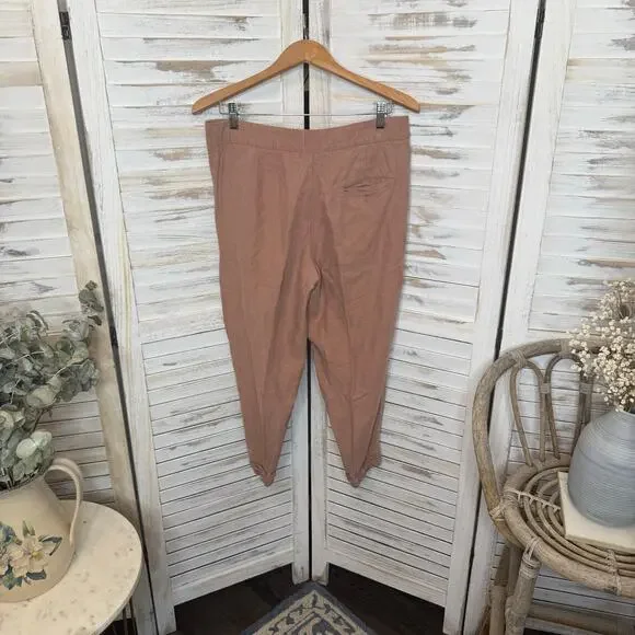 WILFRED ARITZIA Women's 8 Allant Linen Pants Cropped Waist Tie Moroccan Spice - Picture 14 of 16